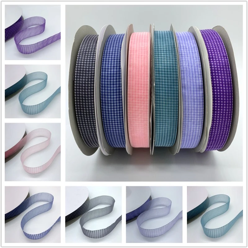 5 ярдов 25 мм Рождественская лента из органзы в клетку ручная работа бант для