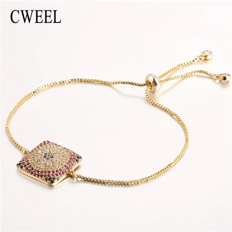 CWEEL, браслет-цепочка, золотой цвет, бусины, звезды, кристалл, очаровательный браслет для женщин, змейка, звено, цепочка, браслет, ювелирное изделие, подарок