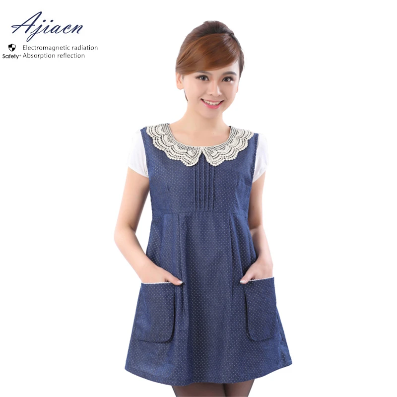 Double-sided washable Working computer phone radiation protective silver fiber dress EMF shielding Pregnant woman clothing | Безопасность