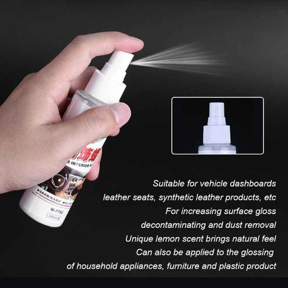 

100ml Car Wax Auto Interior Restorer Dashboard Leather Trim Seat Glossing Wax Maintenance Dust Removal Liquid Cleanning Tools