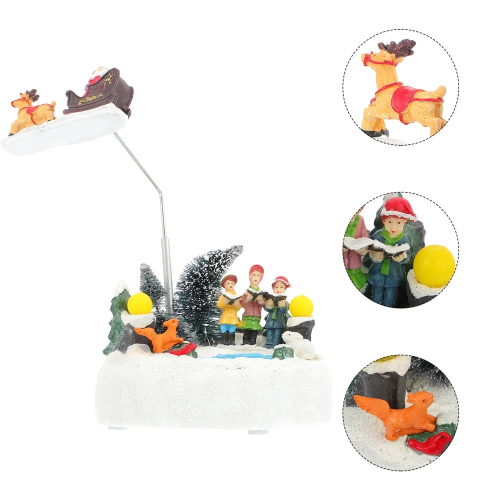 

1Pc Christmas Resin Craft Luminous Musical Rotating Adornment with Battery