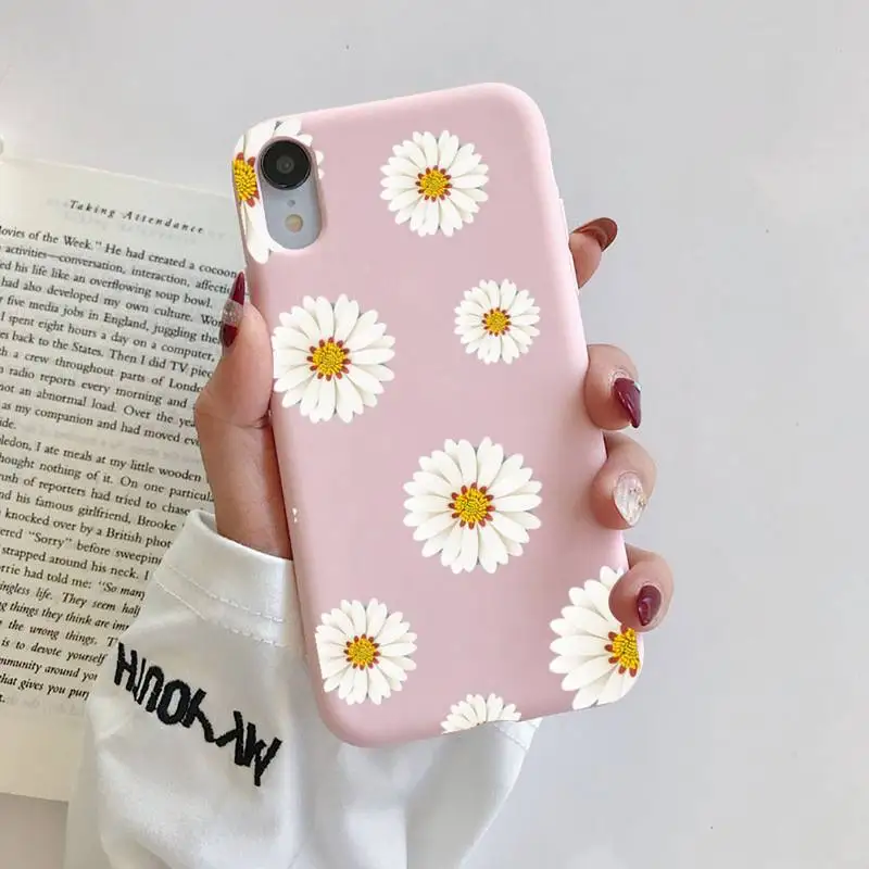 

Daisy Flower Great artistic Phone Case Liquid Silicone Phone Case For iphone 11 Pro Max X XS Max XR For iPhone 7 8 6 6S Plus
