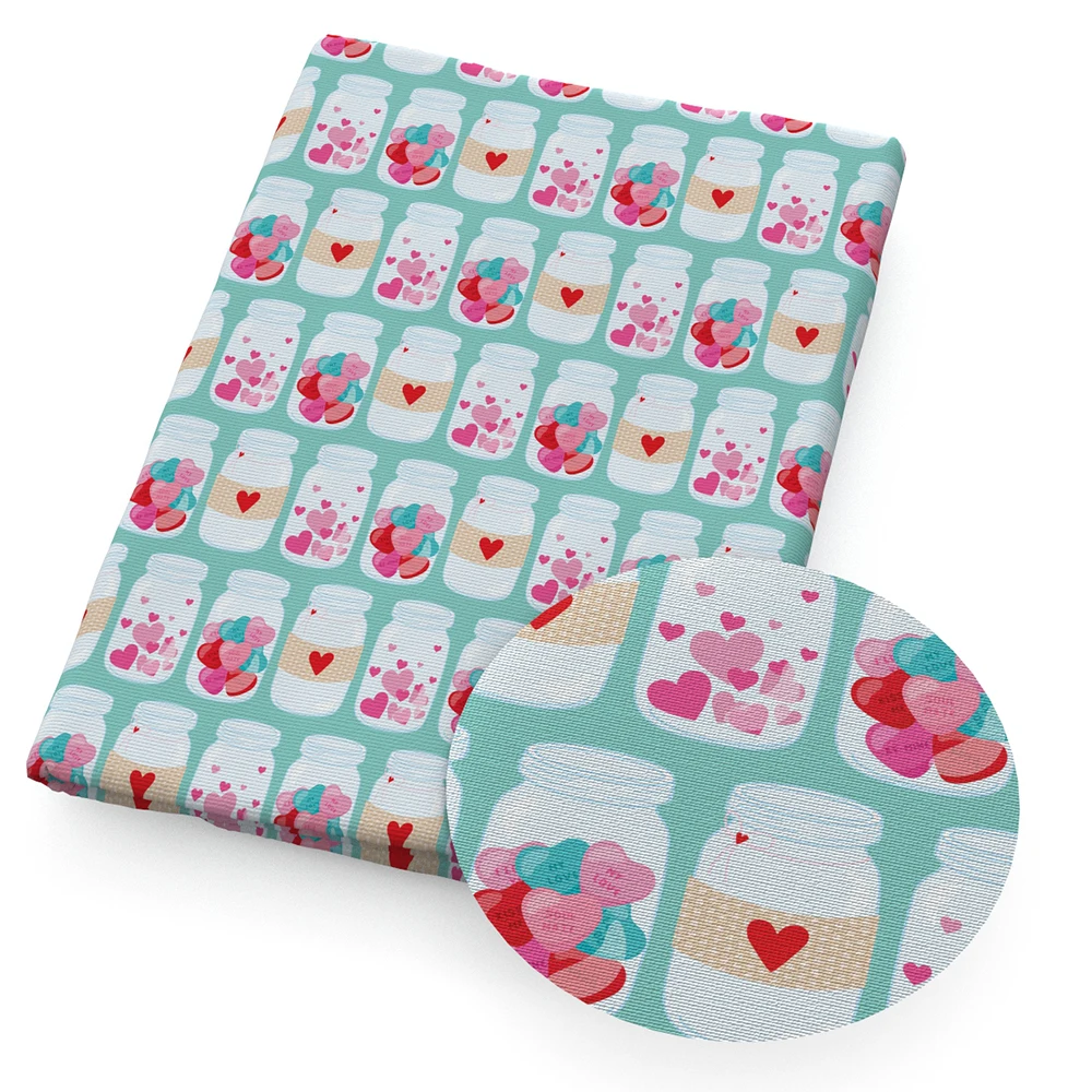 

50*145cm Love Heart Disconnect Poly Cotton Fabric Patchwork for Tissue Kids Home Textile Sewing Doll Dress Curtain,1Yc8174