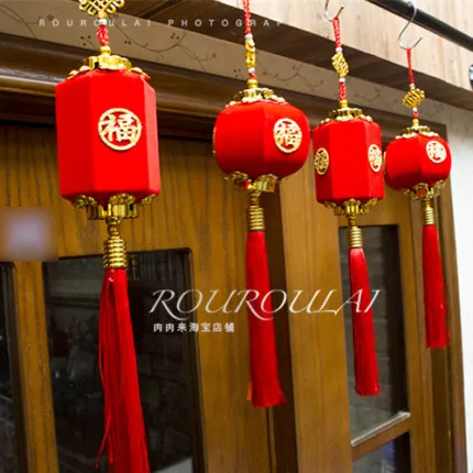 

(2 sets) Fuzi hexagon small lantern Pendant New Year decoration Pendant New Year festive and auspicious Pendant