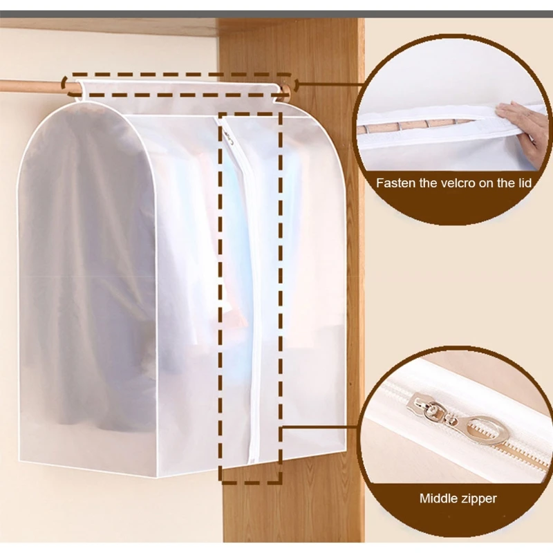 

Large Capacity Translucent Clothes Cover Protector Dustproof Hanging Clothing Storage Bag with Full Zipper Waterproof