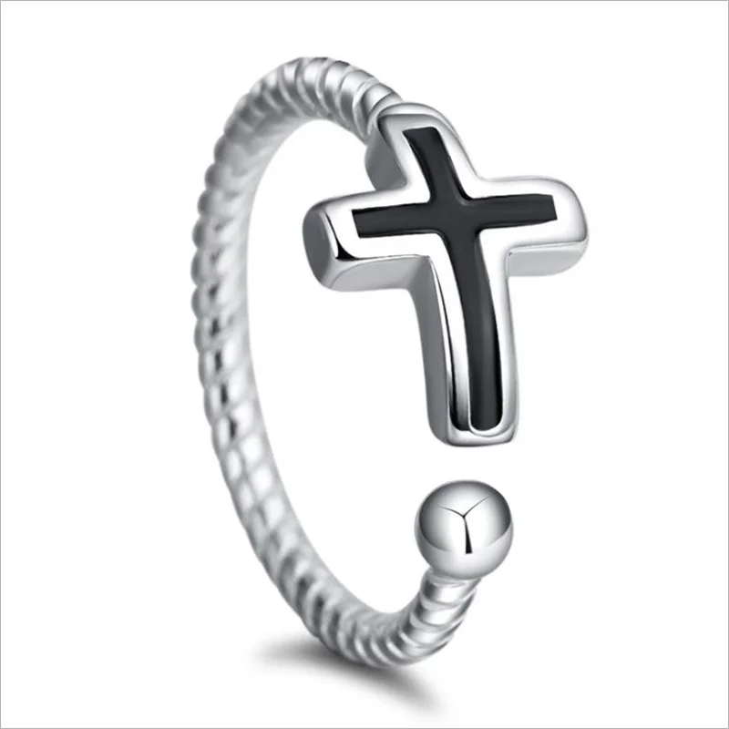 

Classic Cross Ring For Men Women Jewelry Trendy Adjustable Silver 925 Sterling Ring Male Finger Accessories Fast Shipping