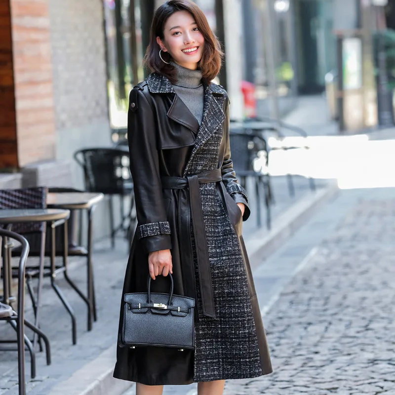 Женская куртка из натуральной овечьей кожи тонкая корейская модная кожаная на