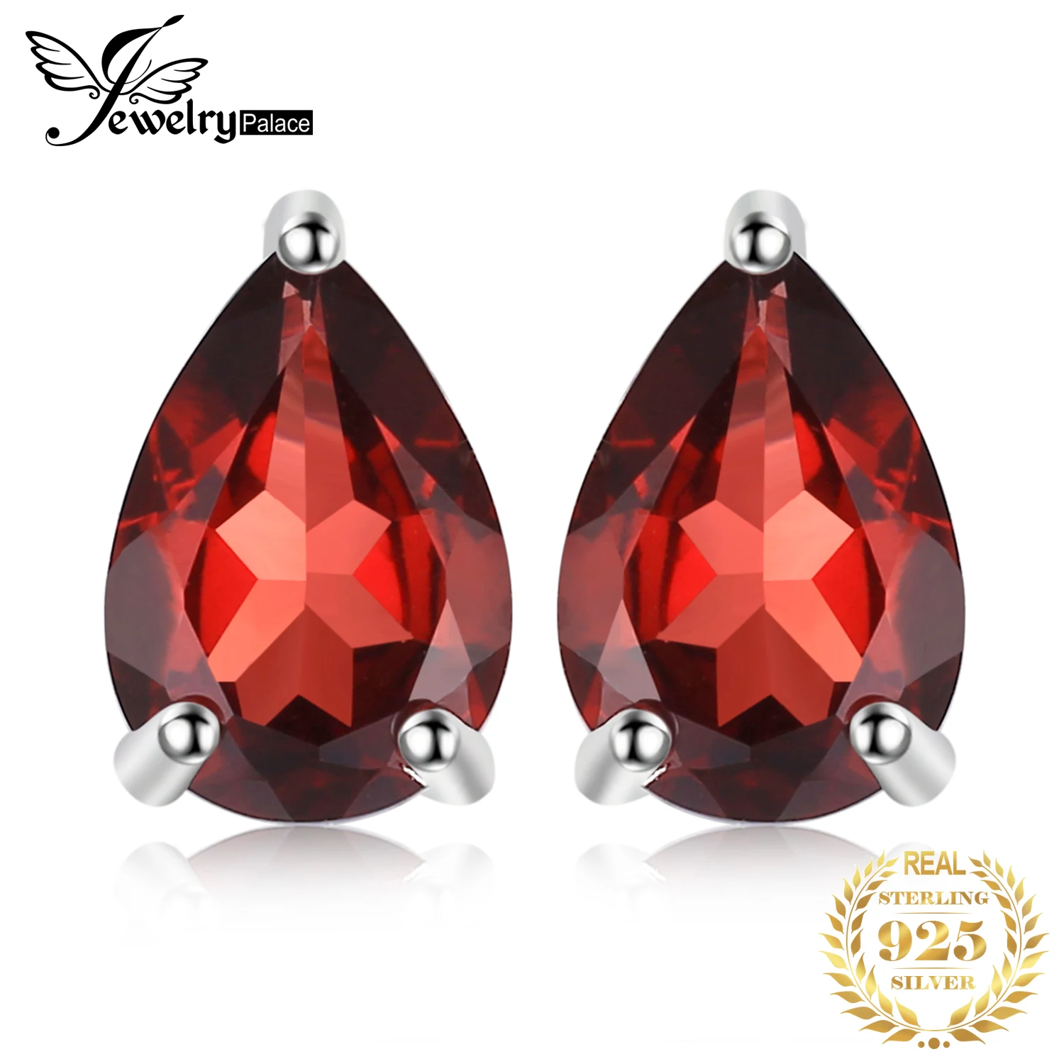 Jewelrypalace капли воды 1.8ct натуральный гранат Твердые 925 серебро Серьги-гвоздики для Для женщин модные вечерние Красивые ювелирные изделия