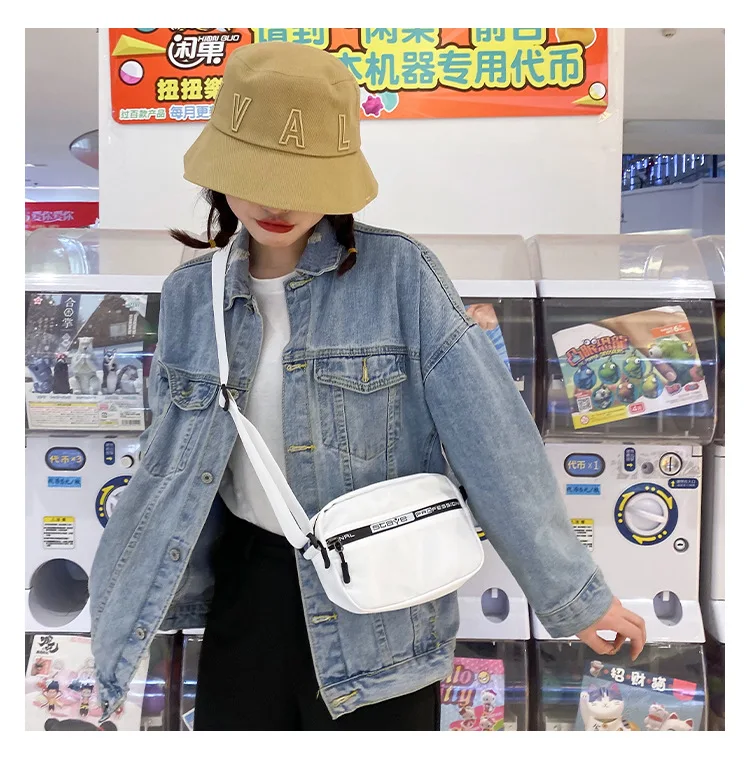 2020 New Nylon Small Square Bag One Shoulder Stylish Waterproof Outdoor Sports Slant Single Black White | Багаж и сумки