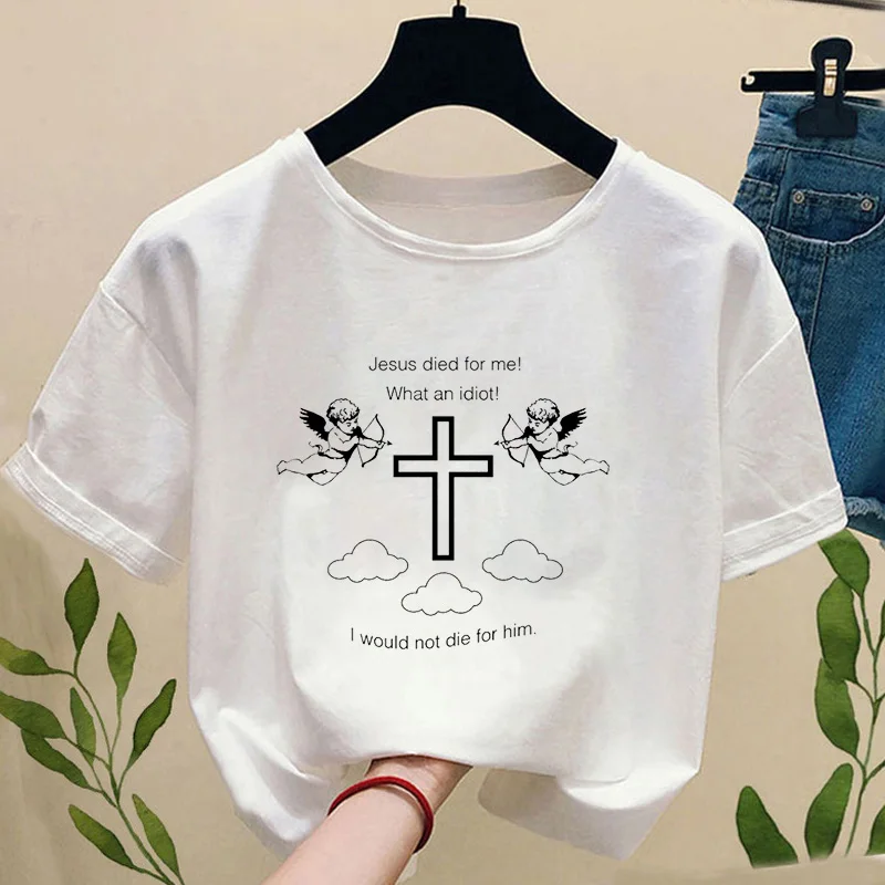Женская футболка с принтом Иисуса умирала для меня Футболка Harajuku graphic grunge модная