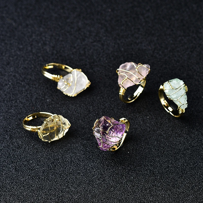 

1PC Natural Stones Raw Crystals Ring Quartz Minerals Jewelry Quartz For Men and Women Gemstone DIY Jewelry Souvenir gift