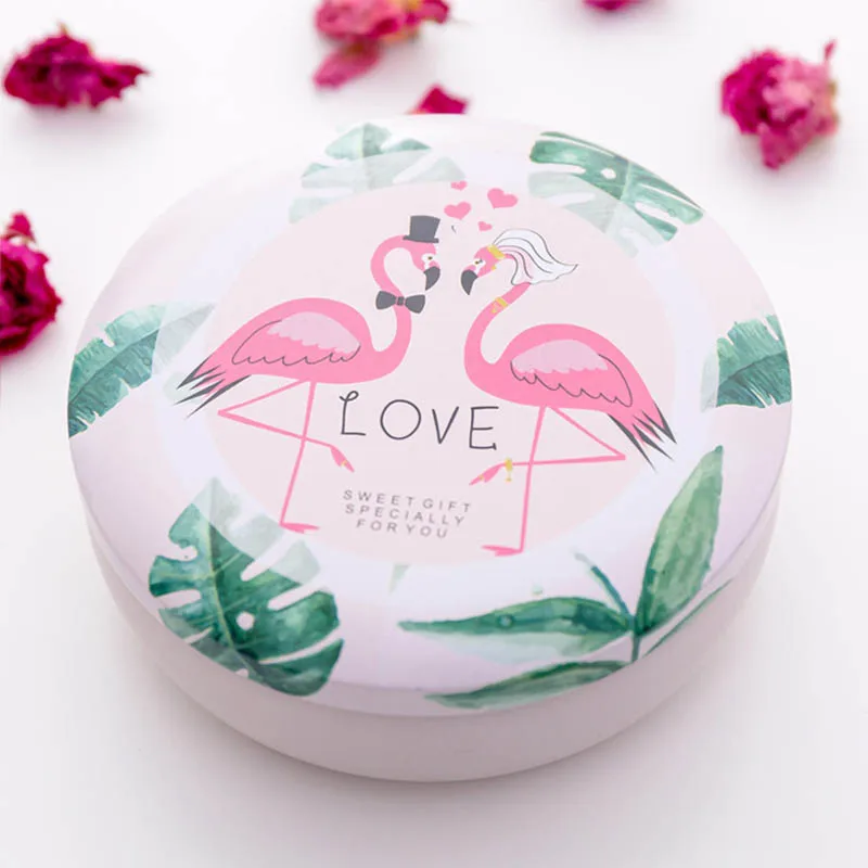 flamingo L Для девочек Подарки мешочек для украшений Жесть 1 предмет маленькая жестяная коробка Рисунок Фламинго коробка животные ящик коробки для хранения Круглый стол органайзер - Цвет: flamingo L