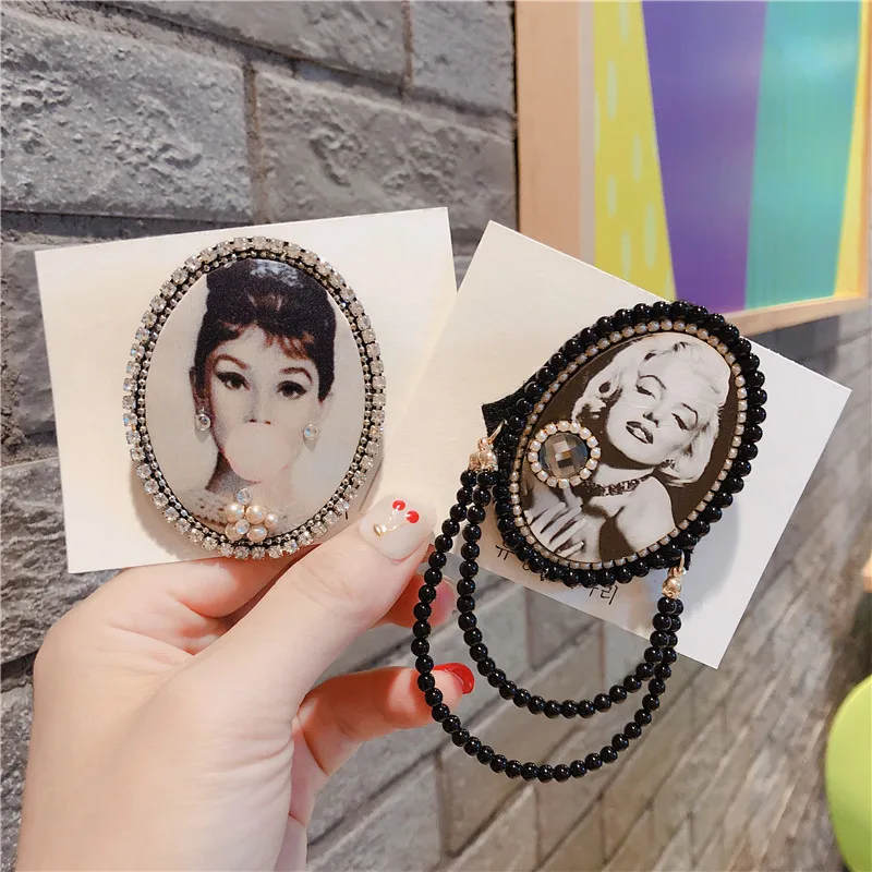 Винтажные новые женские броши для костюмов красивые черные бусины длинные