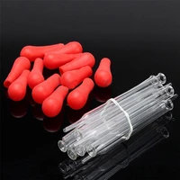 5pcs 12cm durable clear long glass experiment medical pipette dropper 10ml transfer pipette lab supplies with red cap
