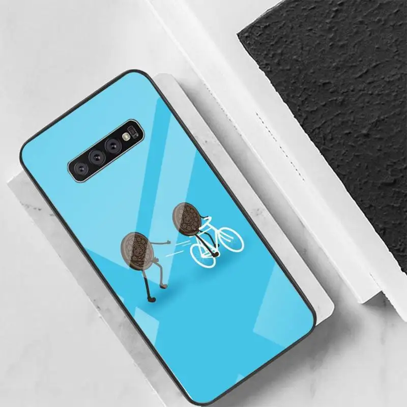 

Oreo Milk chocolate Cookies Back Cover For Samsung Cases S20 Plus S10 NOTE 8 9 10 10PRO Tempered Glass Soft Silicone Edge