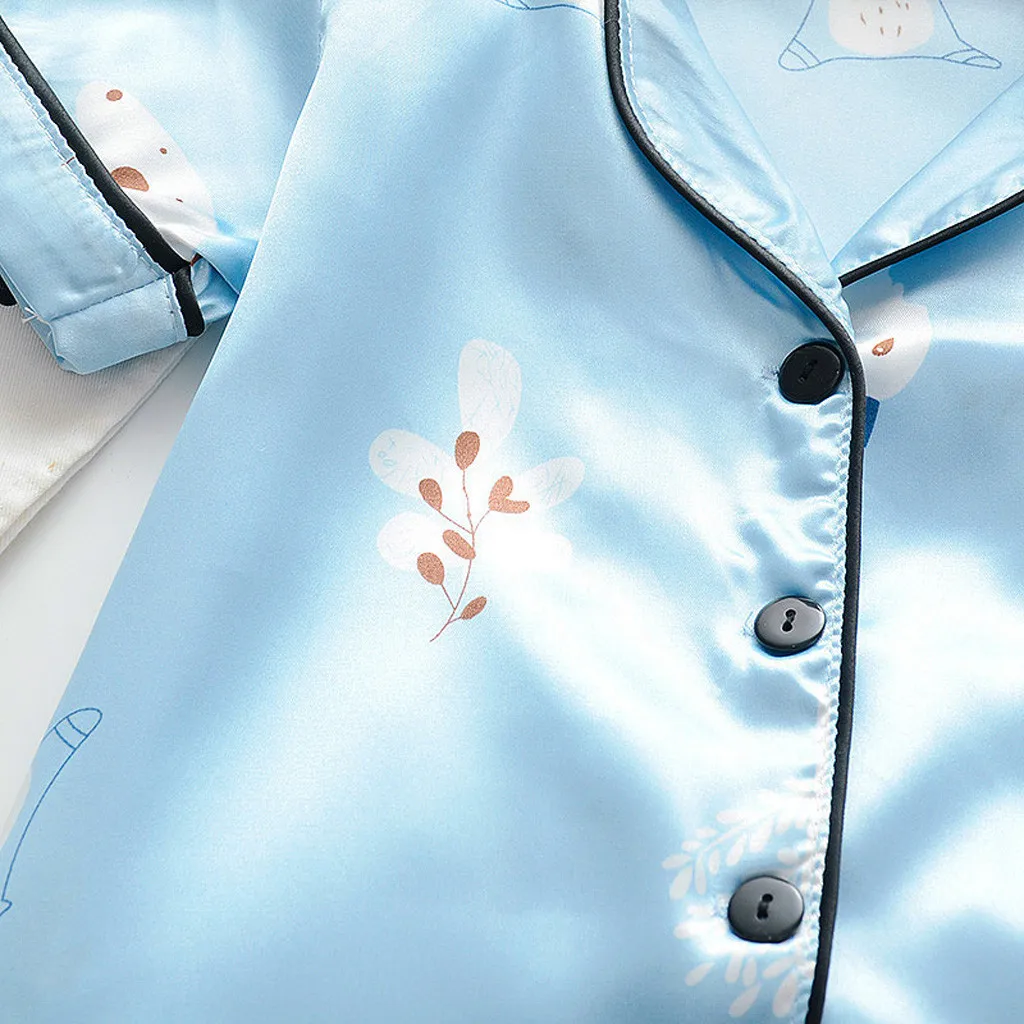 Kids Summer Clothes Toddler Baby Boys Girls Cartoon Pajamas Sleepwear T shirt Shorts Roupa Infantil Children Sets | Детская одежда и