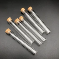 20pcs 50pcs 100pcs lab 12x100mm flat bottom glass test tube with cork stoppers mini vial container school supplies