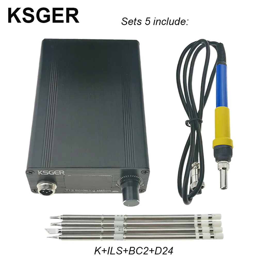 Sets 5 KSGER T12 паяльная станция STM32 цифровой контроллер алюминиевый сплав чехол 907 Паяльник ручка Автоматический Режим сна Boost T12 наконечник - Цвет: Sets 5
