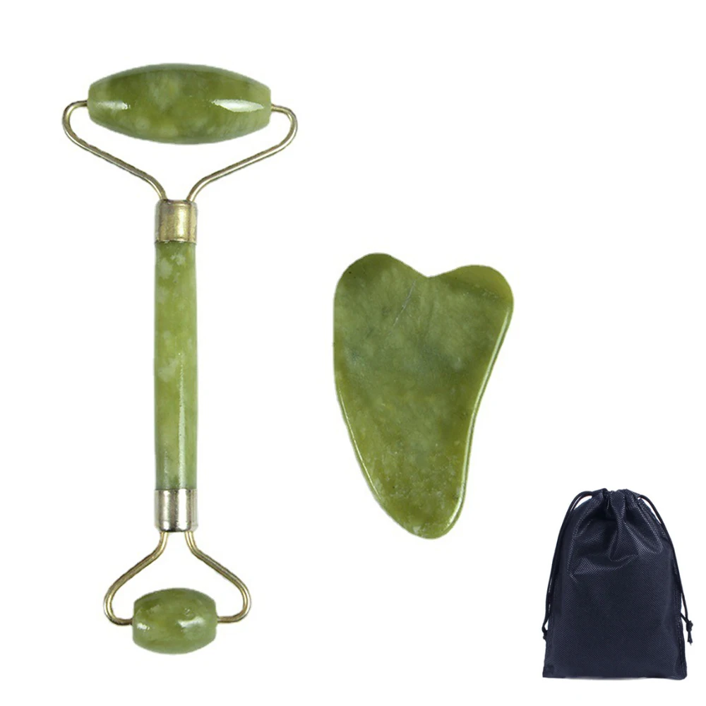 Натуральный нефритовый ролик Guasha скребок для кожи бриллиантовый камень лица