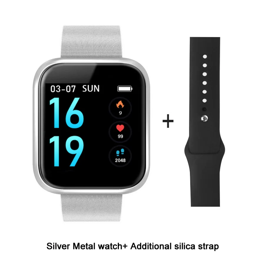 Silver Мужские и женские водонепроницаемые Смарт-часы P70 P68 Plus Bluetooth умные часы для Apple IPhone Xiaomi монитор сердечного ритма фитнес-трекер - Цвет: Silver