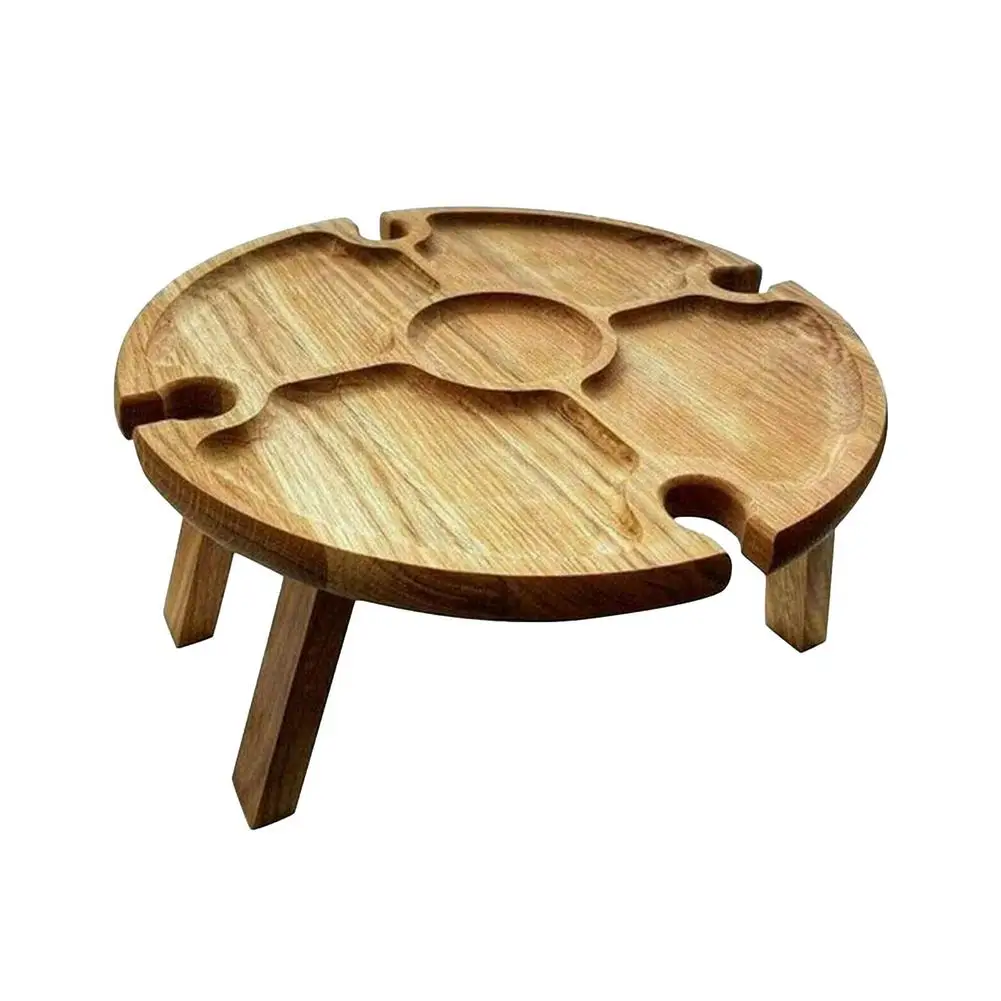 

Wooden Folding Picnic Table Portable Foldable Wine Table Rack