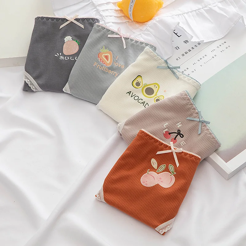 

New Ladies Underwear Ladies Fruit Underwear Printing Panties Cotton Girl Underwear Fashion Bow Sweet Ladies Underwear