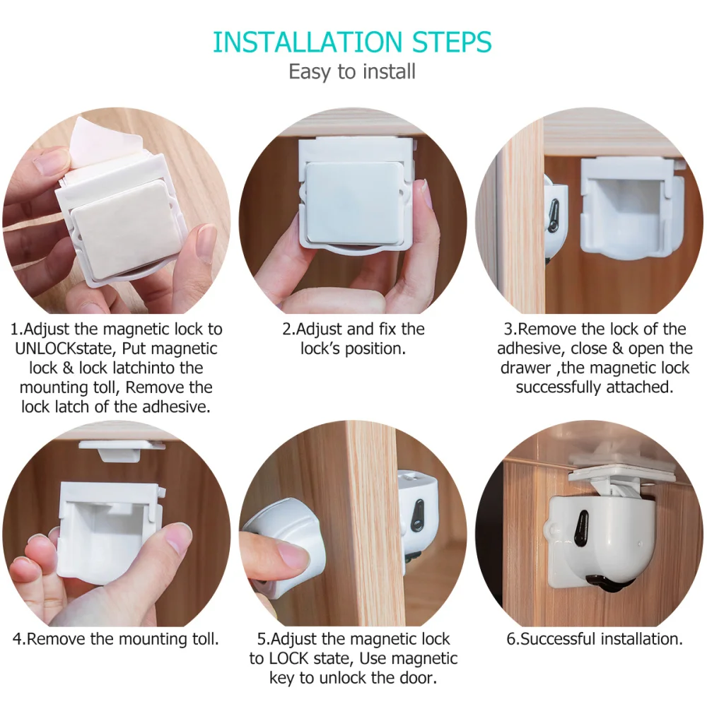 

HOMEMAXS Baby Safety Magnetic Cabinet Lock Set Including 10pcs Magnetic Locks and 2pcs Magnetic Keys for Wardrobe Drawer Cabinet