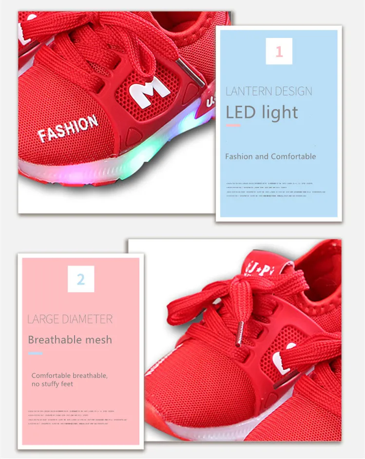 New Children Luminous Shoes Boys Girls Sport Baby Flashing LED Lights Fashion Sneakers Toddler's Sports shoes SH19054 | Детская
