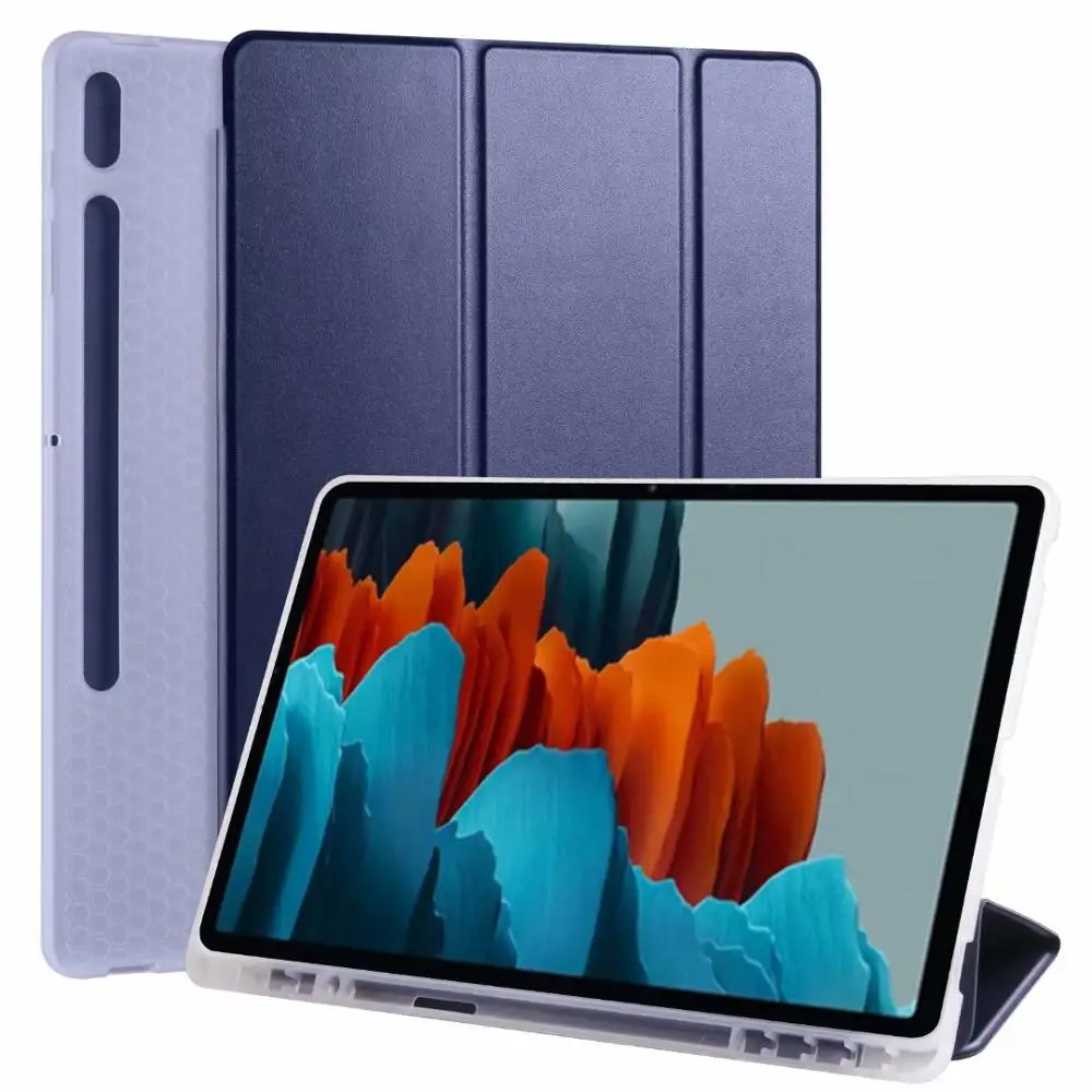 

Для планшета Samsung Galaxy Tab S7 плюс 12,4 чехол с карандашом держатель SM-T970 T975 искусственная кожа стенд для Tab S7 11 "SM-T870 T875 чехол