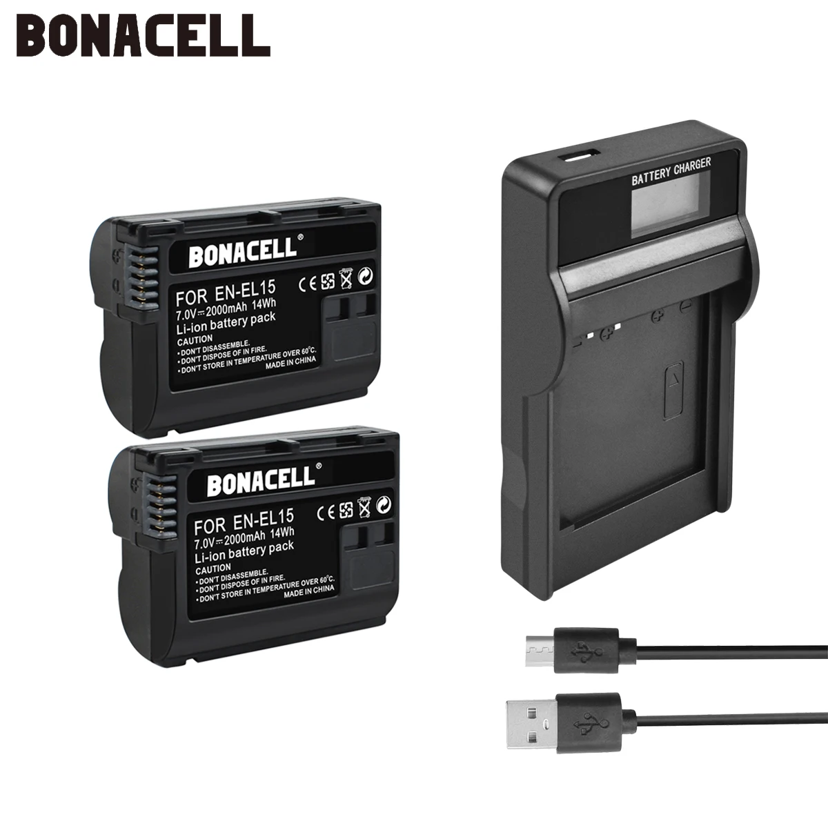 Фотоаппарат Bonacell с аккумулятором 2000 мАч и ЖК зарядным устройством для Nikon DSLR D600 D610