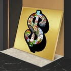 Граффити искусство доллар евро фунт Билл холст живопись Золотой блок валюты плакаты и печать стены Искусство картина для офиса Декор