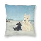Шотландские терьеры, наслаждайтесь пляжем, наволочка для дивана, домашняя декоративная квадратная наволочка 45x45 см с рисунком Скотти-собаки
