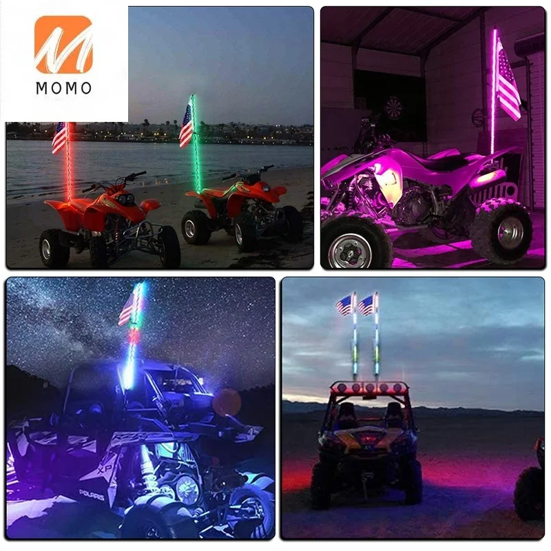 安い リモート制御アンテナ,スパイラルrgb LEDライト,uv,オフロード車用