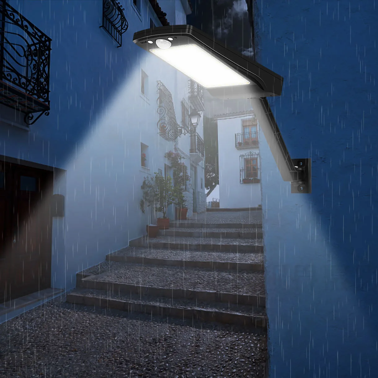 

KDL Led-Solar-Garden-Light Wall-Lamp Power-Motion-Sensor Outdoor Waterproof Ip65 Rotable Three Modes Garden Wall Fence Lamp