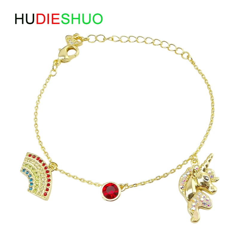 Модный браслет HUDIESHUO с единорогом милые браслеты австрийскими кристаллами