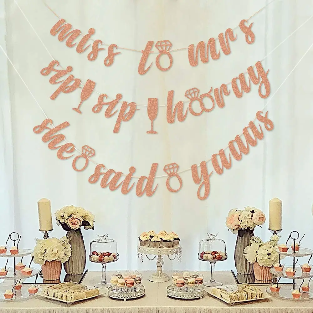Розовое золото девичник баннер из розового золота блеск свадебный душ Обручение