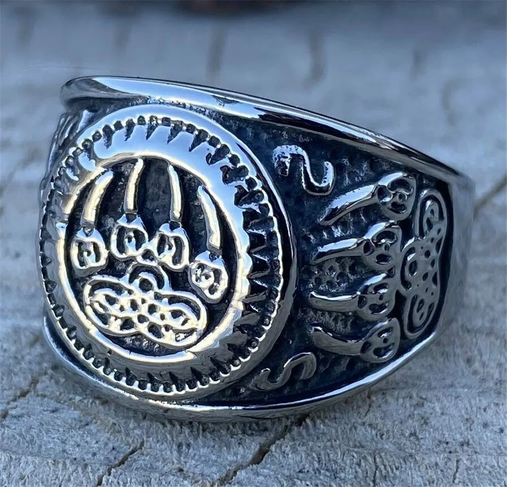 

Mens Stainless Steel Norse Nordic Viking Bear Paw Claw Ring Men Size 7-12
