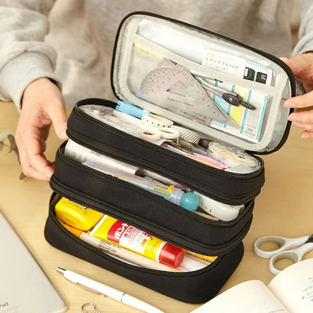 

New Arrival!!! Pencil Case Multi-function Large Capacity Polyester Storage Desk Organizer Pencil Bag for School