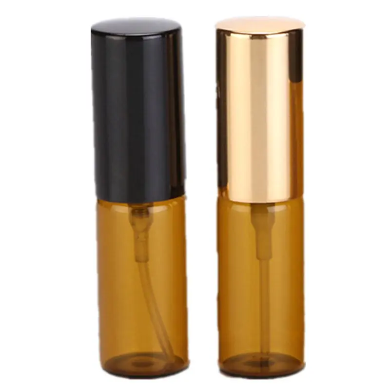 20pcs/lot 5ml 10ml Travel Portable Amber Glass Perfume Spray Bottles Sample Empty Containers atomizer Mini Refillable Bottles