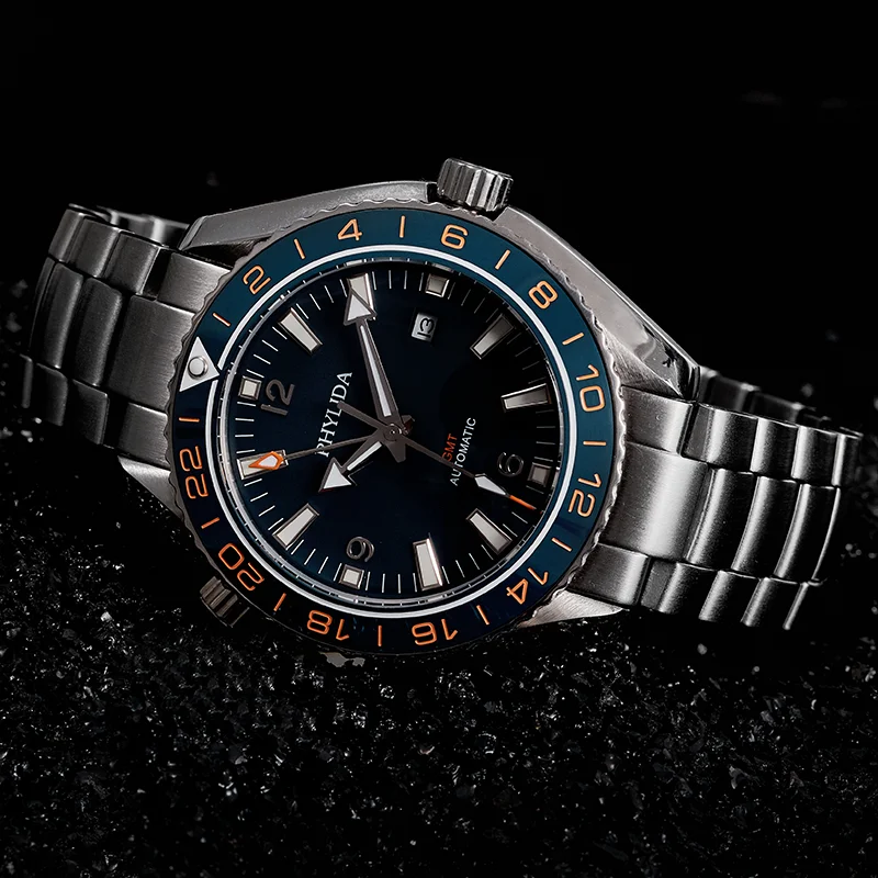 Фото Мужские черные часы 43 5 мм GMT с двойным временем автоматические Sea Ocean Tribute Мужские черные часы 43 5 мм GMT с двойным временем автоматические Sea Ocean Tribute