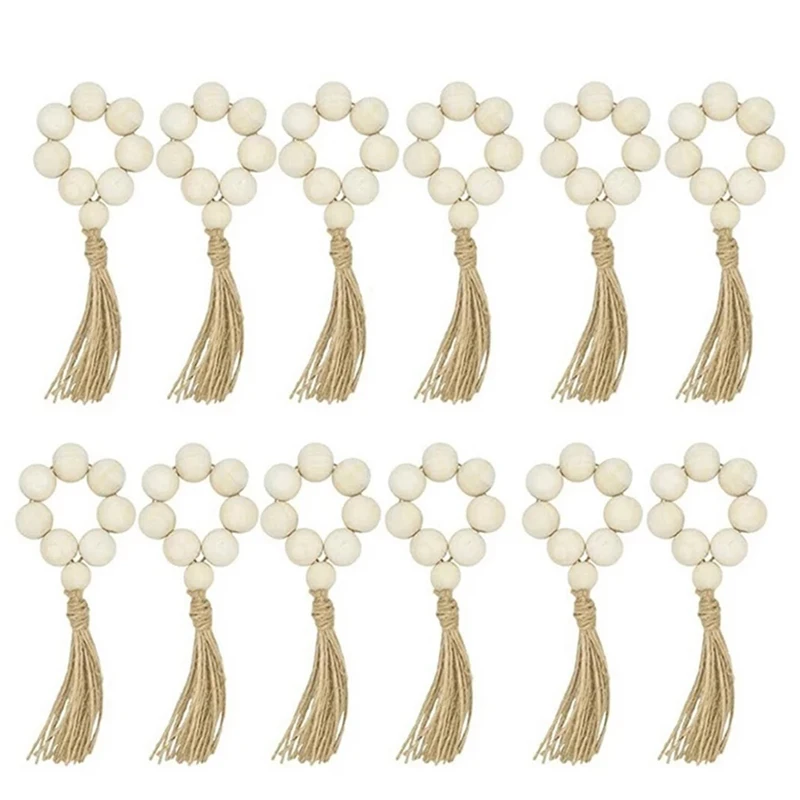 

Деревянные бусины, кольца для салфеток с кисточками, деревенский фермерский венок, деревянные бусины, гирлянда, Настенный декор, свадьбы, до...