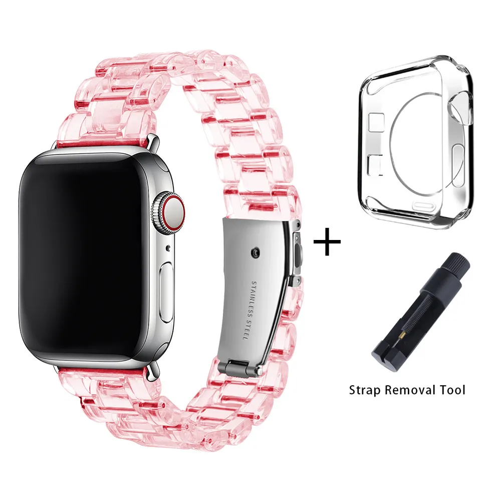 

Ремешок для часов женский прозрачный, модный браслет с регулятором для Apple Watch 1 2 3 4 5 6