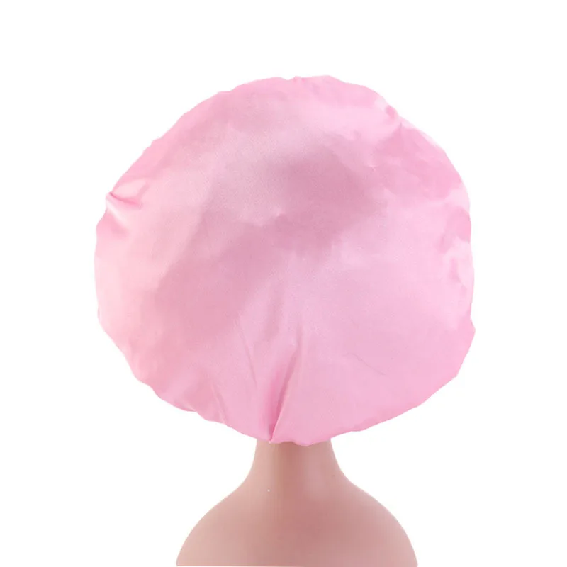 

Adjust Solid Satin Bonnet Hair Styling Long Hair Care Kids Child Night Sleep Hat Silk Head Wrap Shower Cap Hair Styling Tools