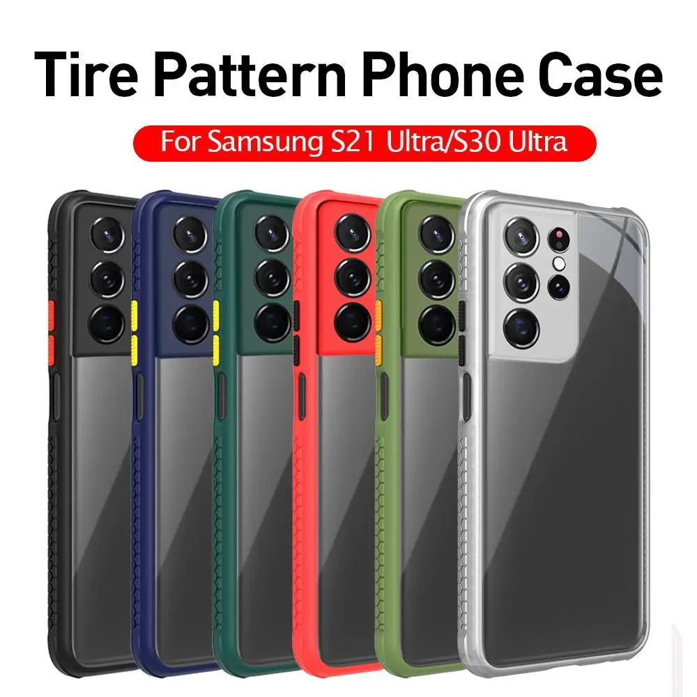 

Clear Back Tire Pattern Case For Samsung S21 Ultra S 21 5G S20 FE Note 20 10 Plus S10 Lite Camera Protect Shockproof Phone Cover