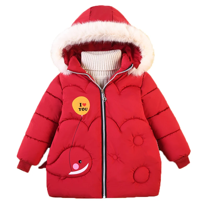 

Зимние куртки для девочек 2021, детская Толстая куртка с мультяшным рисунком, верхняя одежда с капюшоном, детские теплые пальто на молнии, зим...