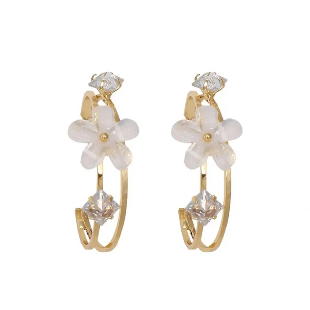 1 Pair Ear Hoops Rhinestone Lightweight Charming Women Sweet Flower Ladies Earrings for Daily Life | Украшения и аксессуары