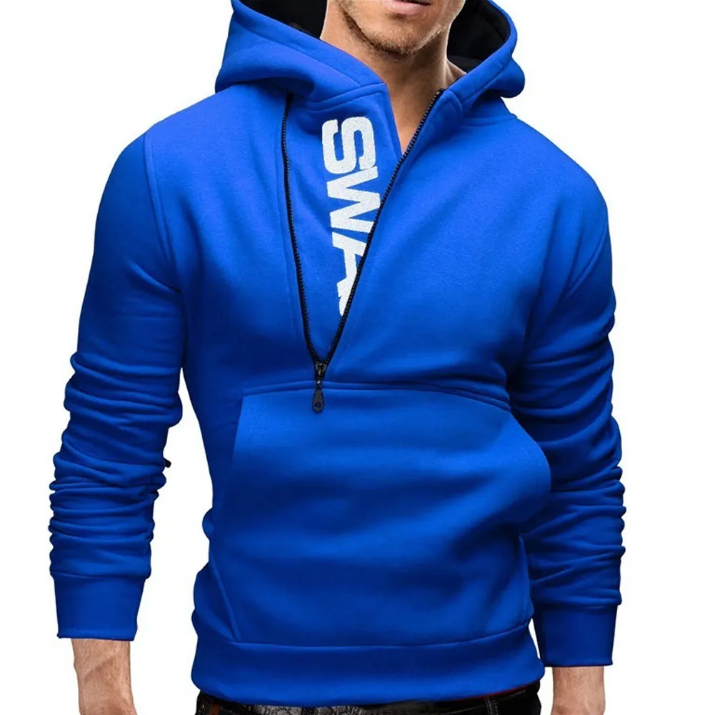 Мужская зимняя теплая толстовка с капюшоном карманами пуловер уличная одежда