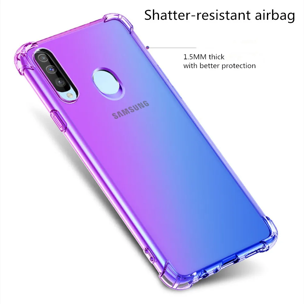 Fashion Half Transparent Gradient Phone Case For Samsung A10 A20 A30 A40 A50 A70 A80 A90 S E Airbag Corners Soft Silicon Cover | Мобильные