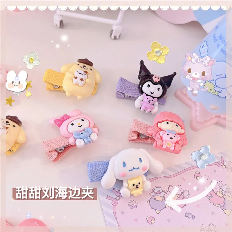 

2 шт. Симпатичные куклы-мелодии заколки для волос Kuromi Cinnamoroll Bb заколка для волос фиксированная повязка на голову аксессуары для волос детски...