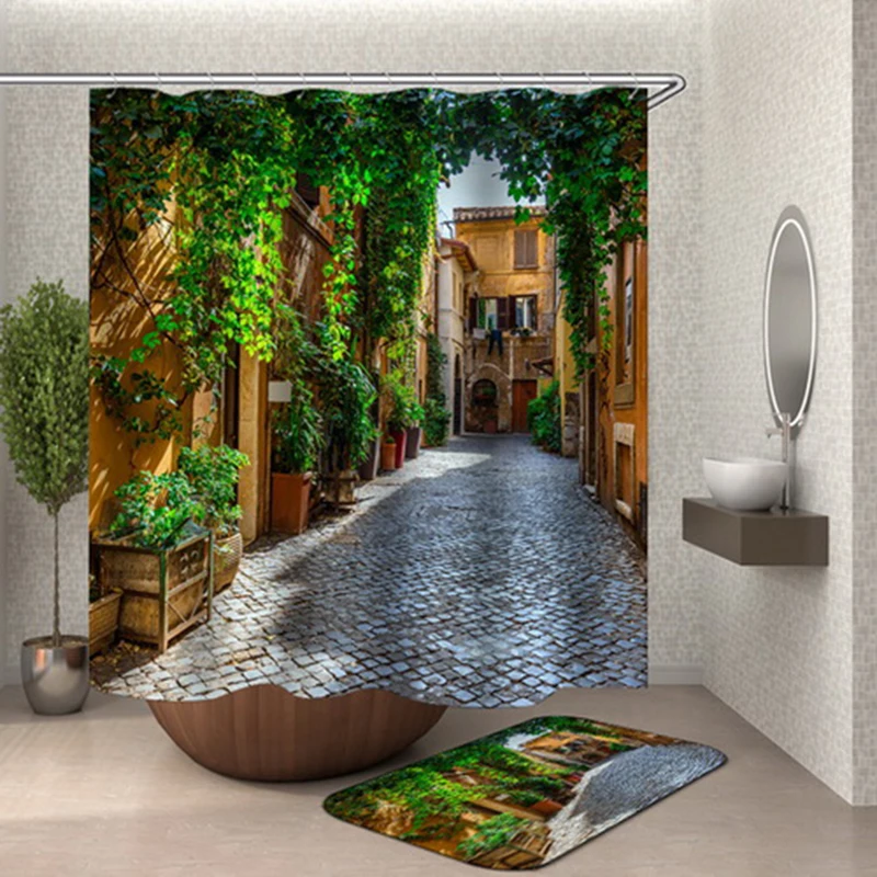 Штора для душа Pergola занавеска с зелеными листьями ванной комнаты уличная штора